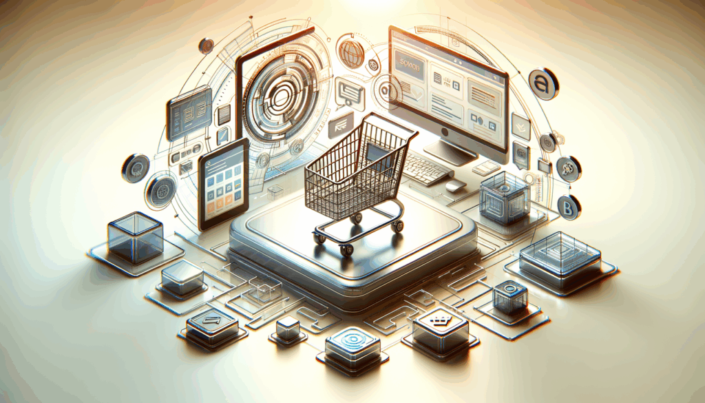 An abstract representation of a digital storefront