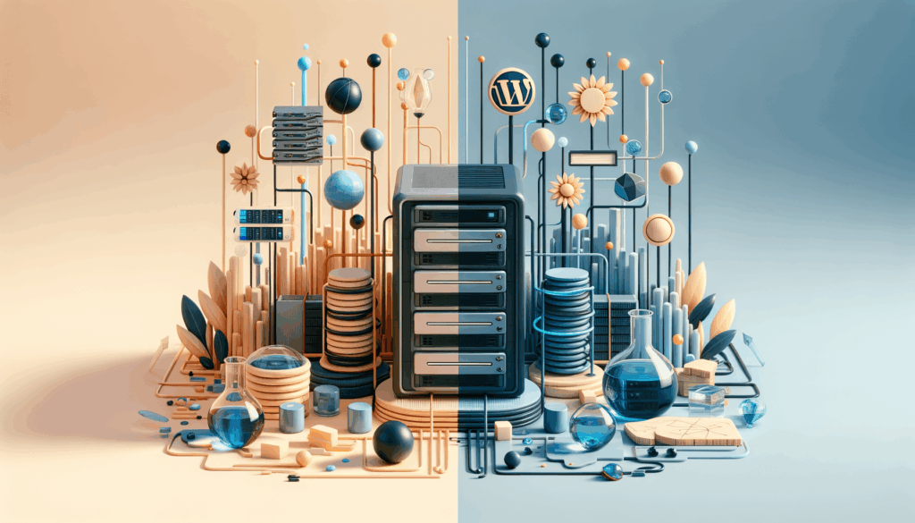 An abstract representation contrasting a traditional wordpress setup with a headless wordpress architecture